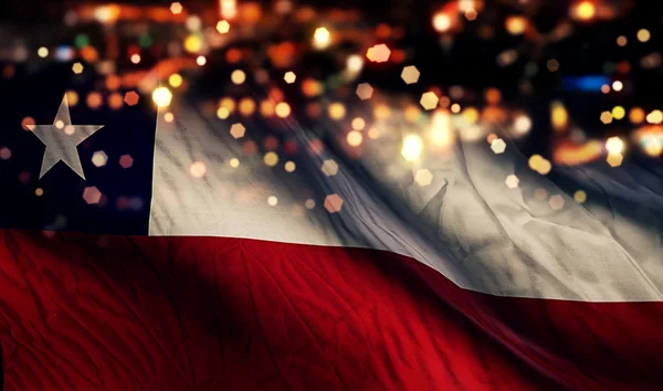 Chile flagga ljus natt bokeh abstrakt bakgrund — Stockfoto