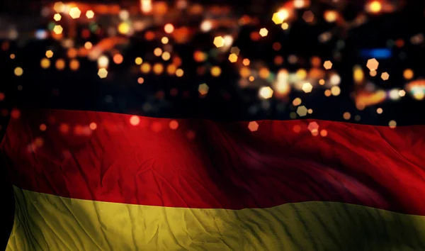 Allemagne Drapeau national Lumière Nuit Bokeh Résumé Contexte — Photo