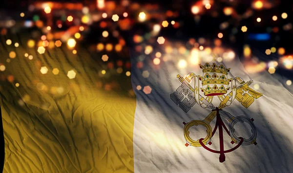 Vatican National Flag Light Night Bokeh Abstract Background — Stock Photo, Image