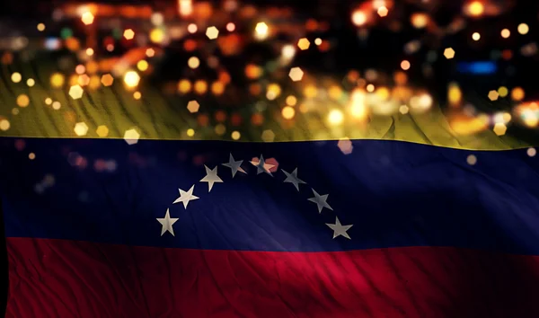 Venezuela Drapeau national Lumière Nuit Bokeh Résumé Contexte — Photo