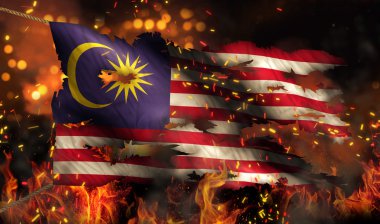 Yangın bayrak Savaşı Çatışma gece yanan Malezya 3d