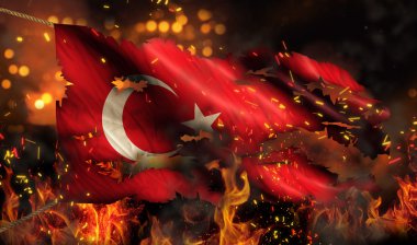 Türkiye yangın bayrak Savaşı Çatışma gece yanan 3d