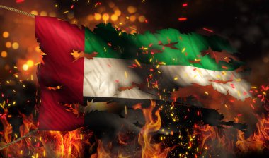 Birleşik Arap Emirlikleri yangın bayrak Savaşı Çatışma gece yanan 3d