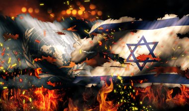 Birleşmiş Milletler bayrağı yırtık savaşın yangın uluslararası çatışma 3d