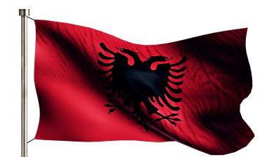 Arnavutluk ulusal bayrak 3d beyaz arka plan izole