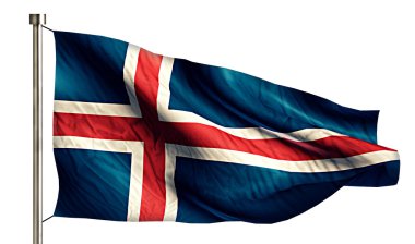 İzlanda Milli bayrak 3d beyaz arka plan izole