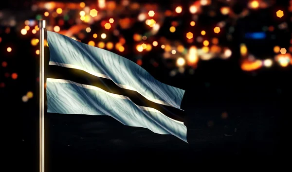 Botswana National Flag City Light Night Bokeh Background 3D — Stock Photo, Image