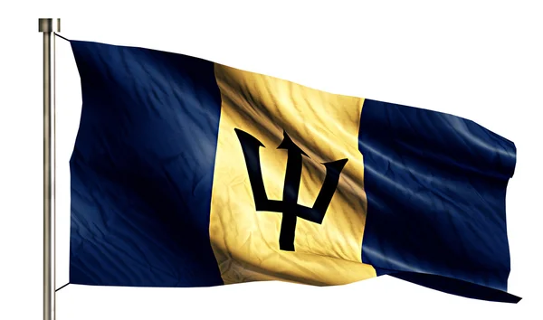 Barbados ulusal bayrak 3d beyaz arka plan izole — Stok fotoğraf