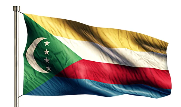 Bandera Nacional de Comoras Aislado 3D Fondo Blanco — Foto de Stock