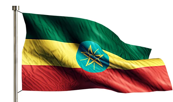 Etiopien-flaggstänger isolerade 3d vit bakgrund — Stockfoto