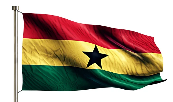 Národní vlajka Ghany, samostatný 3d bílým pozadím — Stock fotografie