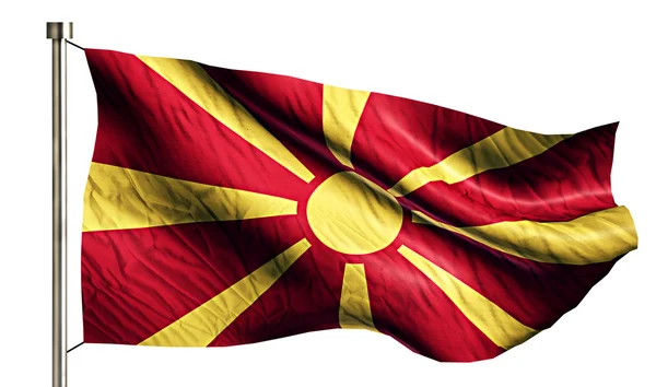 Bandera Nacional de la República de Macedonia Aislado 3D Fondo Blanco —  Fotos de Stock