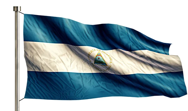 Bandera Nacional de Nicaragua Aislada en 3D Fondo Blanco —  Fotos de Stock