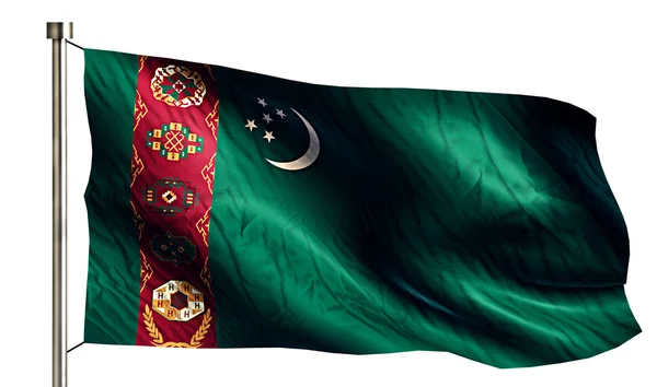Národní vlajka Turkmenistánu, samostatný 3d bílým pozadím — Stock fotografie
