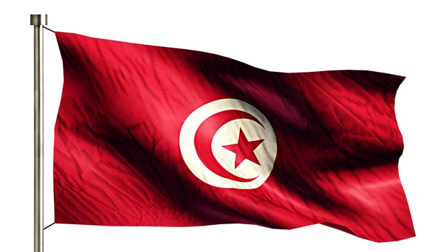 Tunisien-flaggstänger isolerade 3d vit bakgrund — Stockfoto