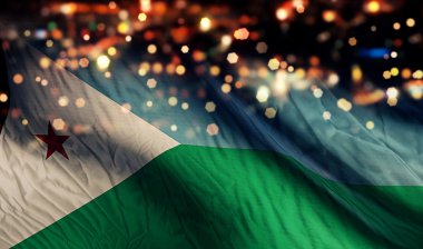 Djibouti National Flag Light Night Bokeh Abstract Background clipart