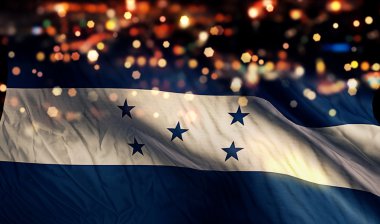 Honduras National Flag Light Night Bokeh Abstract Background clipart