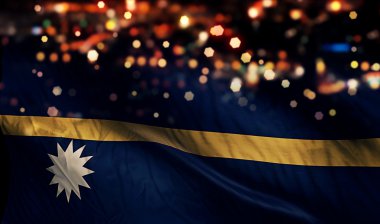 Nauru ulusal bayrak gece Bokeh soyut arka plan ışık
