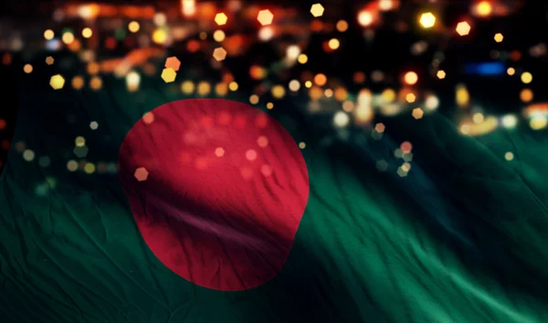 Бангладеш Национальный флаг Световой вечер Боке Аннотация — стоковое фото