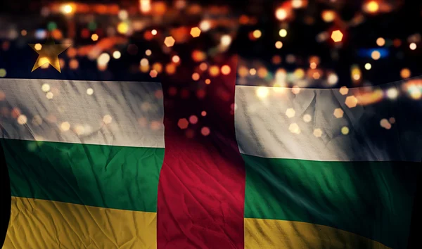 Central African Republic National Flag Night Bokeh Abstract — Stock Photo, Image