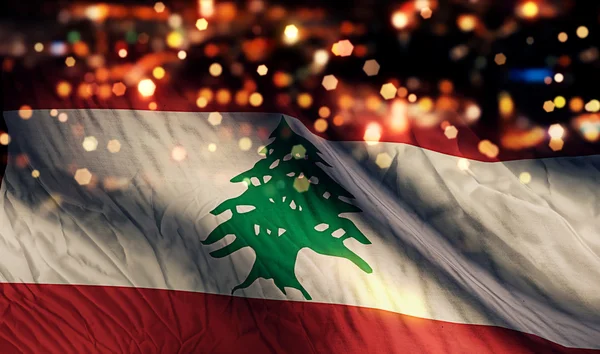 레바논 국기 빛 밤 Bokeh 추상 배경 — 스톡 사진