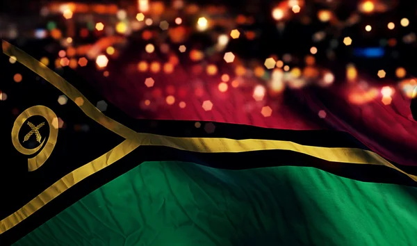 Vanuatu Nationalflagge Licht Nacht Bokeh abstrakten Hintergrund — Stockfoto