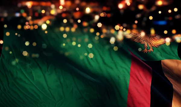 잠비아의 국기 빛 밤 Bokeh 추상 배경 — 스톡 사진