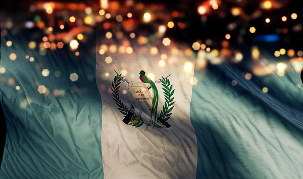 Bandeira Nacional da Guatemala Light Night Bokeh Fundo abstrato — Fotografia de Stock