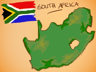 Güney Afrika harita ve ulusal bayrak vektör