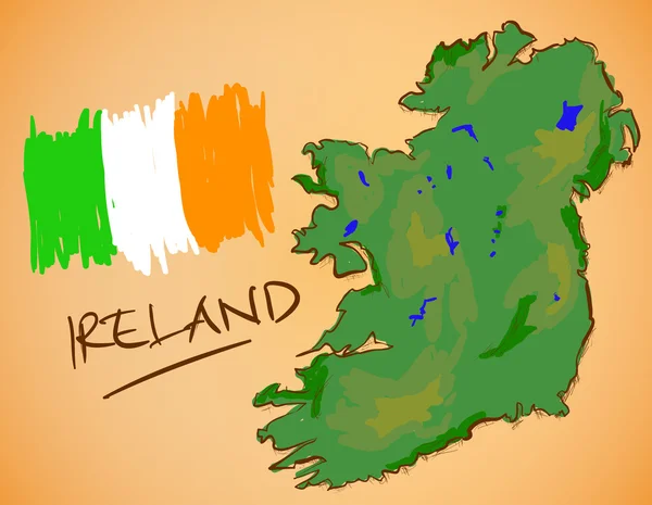 Írország Térkép és vektor zászlaja — Stock Vector