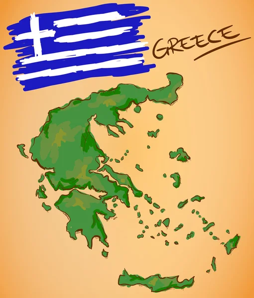 Grèce Carte et vecteur du drapeau national — Image vectorielle