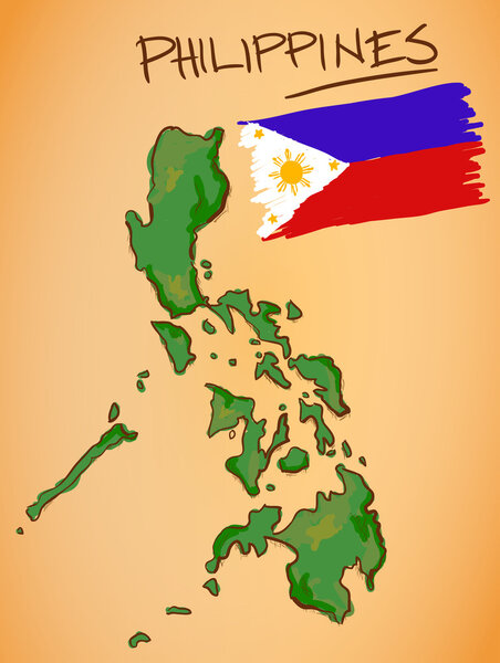 Филиппинская карта и вектор государственного флага
