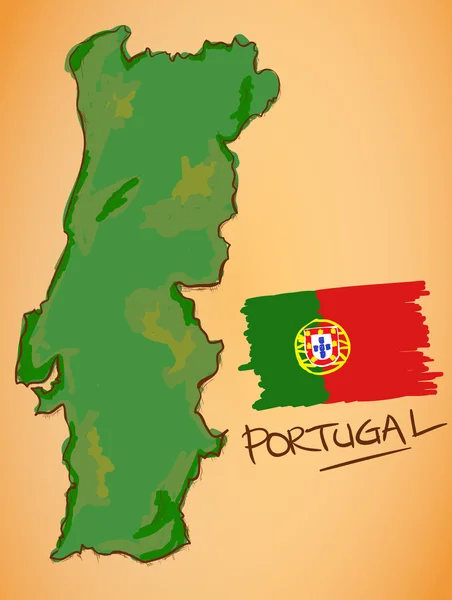 ポルトガルの地図と国旗ベクトル — ストックベクタ