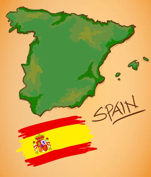 スペイン地図と国旗ベクトル — ストックベクタ
