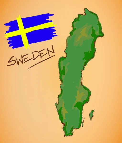 Suède Carte et vecteur de drapeau national — Image vectorielle