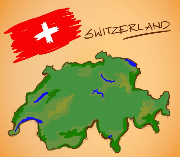 Suiza Mapa y Bandera Nacional Vector — Vector de stock