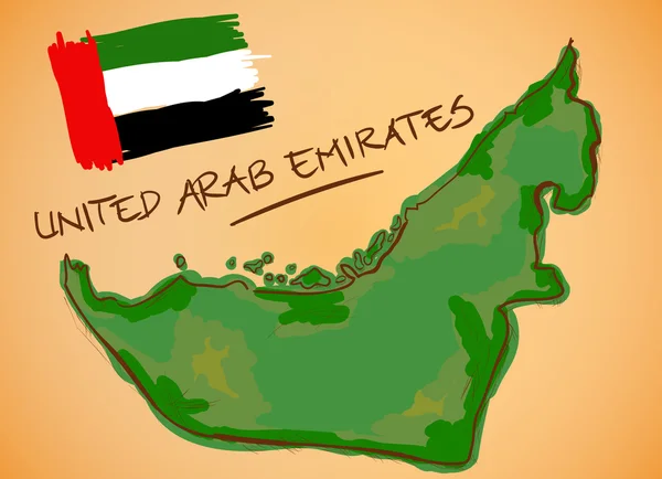 Karte der Vereinigten Arabischen Emirate und Vektor der Nationalflagge — Stockvektor