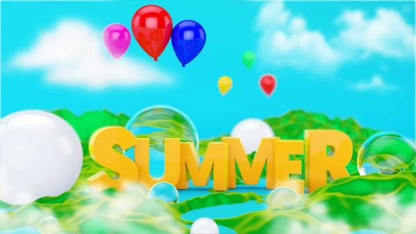 여름 텍스트 3d 장면 — 스톡 사진