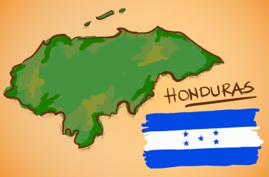Honduras Haritası ve ulusal bayrak vektör