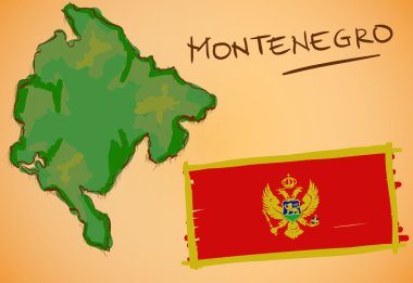 Karadağ harita ve ulusal bayrak vektör