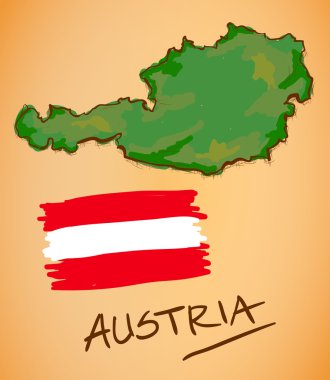 Avusturya harita ve ulusal bayrak vektör