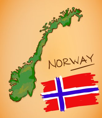 Norveç harita ve ulusal bayrak vektör