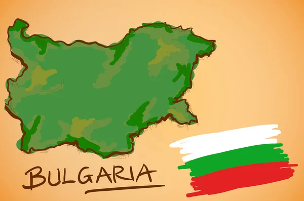 Bulgaria Mapa y Bandera Nacional Vector — Vector de stock