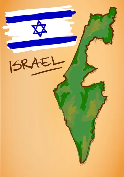 Mapa de Israel e Vetor da Bandeira Nacional — Vetor de Stock