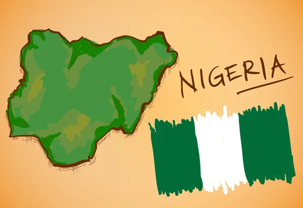 Nigeria Map and National Flag Vector — Stock Vector