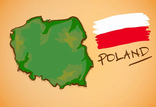 波兰地图和国旗矢量 — 图库矢量图片