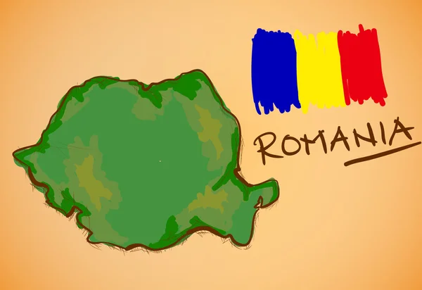 Mapa de Rumania y Vector de Bandera Nacional — Vector de stock