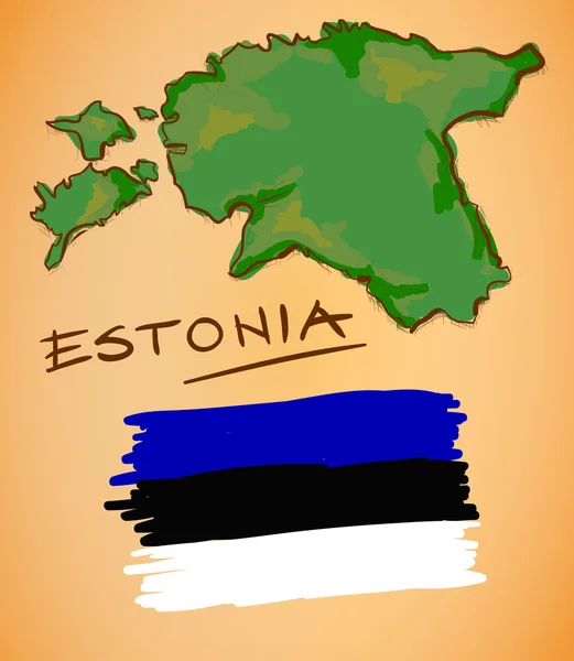 Estonia Mapa y Vector de la Bandera Nacional — Vector de stock