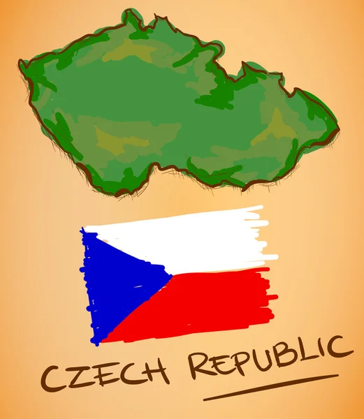 República Checa Mapa y Bandera Nacional Vector — Vector de stock