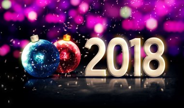 2018 baubles güzel Bokeh kış 3d gümüş